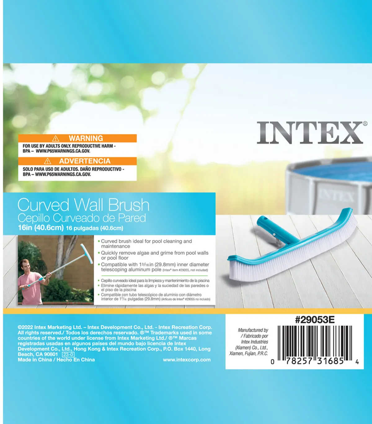 intex zakrivljena zidna četka za čišćenje bazena 406mm 29053